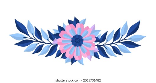 Flower border design invitation.Decoration floral cartoon style.Vector illustration.
