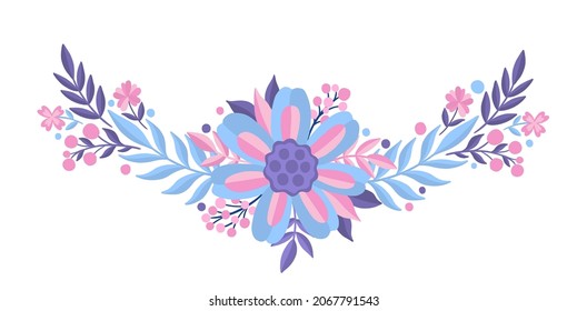 Flower border design invitation.Decoration floral cartoon style.Vector illustration.