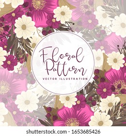 Flower border drawing - hot pink flower