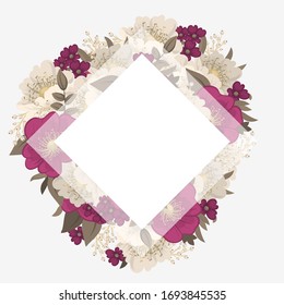 Flower border drawing - hot pink flower