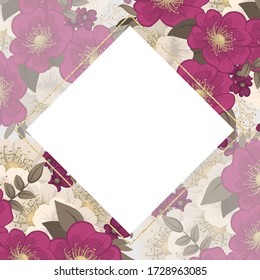 Flower border drawing - hot pink flower