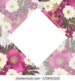 Flower border drawing - hot pink flower