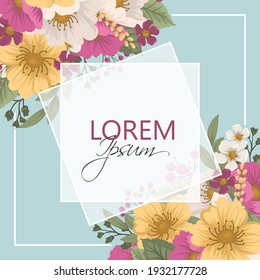 Flower border drawing - hot pink flower