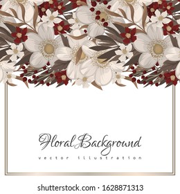 Flower border drawing - red frame