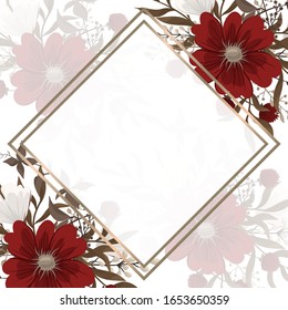 Flower border drawing - red frame