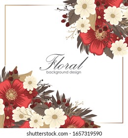 Flower border drawing - red frame