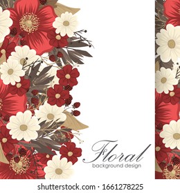 Flower border drawing - red frame