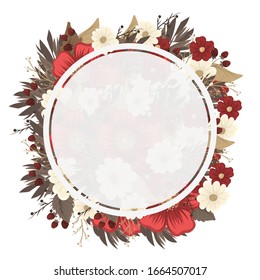 Flower border drawing - red frame
