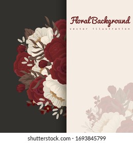 Flower border drawing - red frame