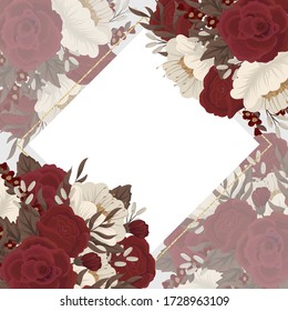 Flower border drawing - red frame