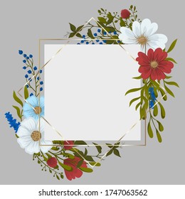 Flower border drawing - red frame