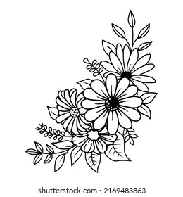 Flower Border Floral Bouquethand Draw Flowervector Stock Vector ...