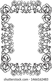 Flower border frame template with decorated corner, for design card, invitation card, greeting card. Vector