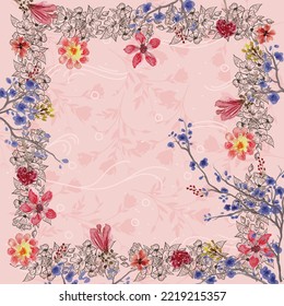 flower border hijab scarf design 045