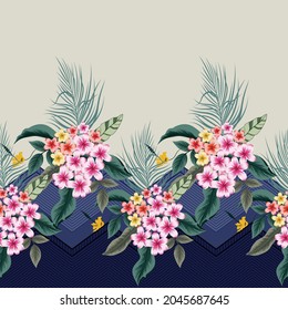 flower border pattern on navy background