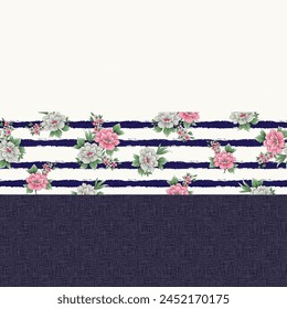 flower border pattern on stripes background