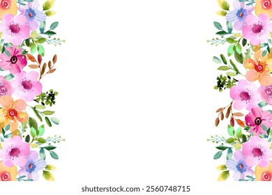 flower border is suitable for decorating wedding invitations or greeting cards