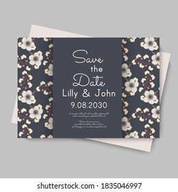Flower border template - blue flowers