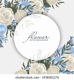 Flower border template - blue flowers