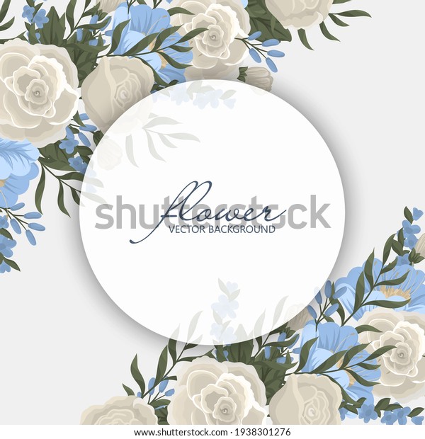 Flower border template -\
blue flowers