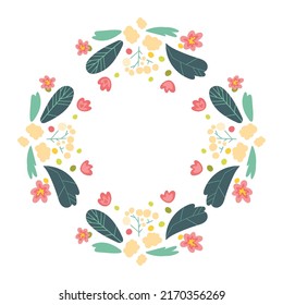 Flower border template with copy space. Hand drawn vector design art