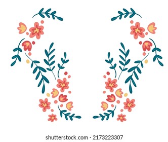 Plantilla de borde de flor con espacio de copia. Arte de diseño de vector dibujado a mano