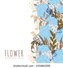 Flower border template - light blue flowers