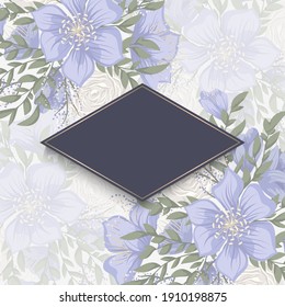 Plantilla de borde de flores - flores azules claras. Ilustración del vector