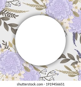 Flower border template - purple flowers. Vector