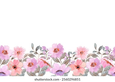 flower border watercolor for wedding, birthday, card, background, invitation, wallpaper, sticker, decoration etc.