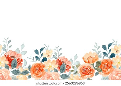 flower border watercolor for wedding, birthday, card, background, invitation, wallpaper, sticker, decoration etc.