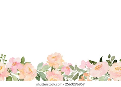 flower border watercolor for wedding, birthday, card, background, invitation, wallpaper, sticker, decoration etc.