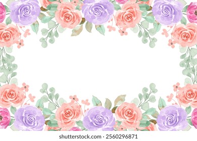 flower border watercolor for wedding, birthday, card, background, invitation, wallpaper, sticker, decoration etc.