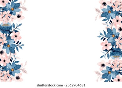 Flower border watercolor for wedding, birthday, card, background, invitation, wallpaper, sticker, decoration etc.