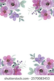 flower border watercolor for wedding, birthday, card, background, invitation, wallpaper, sticker, decoration etc.