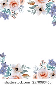 flower border watercolor for wedding, birthday, card, background, invitation, wallpaper, sticker, decoration etc.