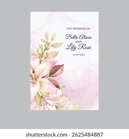 Flower border wedding invitation template with clean and elegant design