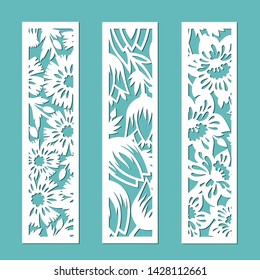 Flower borders for design and decoration. A set of decorative panels for cutting paper, laser or plotter.