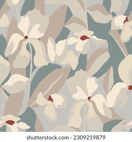 Flower botanical illustration seamless repeat pattern fashion and fabric surface digital design