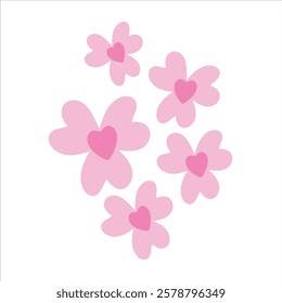 flower botanical on white background. Vector design element for Valentine's day.