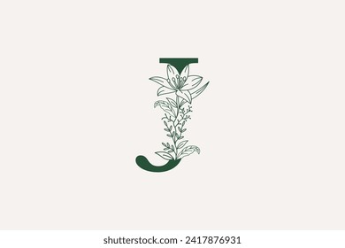 diseño de logotipo floral y botánico con el concepto de logotipo de letra j