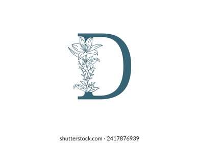 flower and botanicals logo design with letter d logo concept