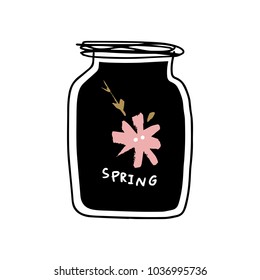 Flower in the bottle.
Spring art, print and other. Decor elements for scrapbooking. Postcard, card and poster. For your design.
Vector and jpg. Clipart. All elements isolated.