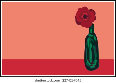 the flower in the bottle of wine