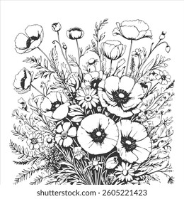 Flower Bouquet Coloring Pages Coloring Sheets