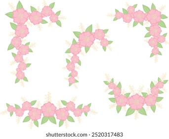 Flower Bouquet Decorative Frames. Beautiful Floral Vintage for Wedding Invitation Card. Vector Illustration of Botanical Ornament Border on White Background.
