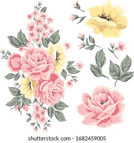 Flower bouquet and flower elements