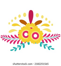 Flower bouquet in flat style. Floral ornament. Vector illustration
