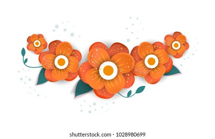 Flower Bouquet floral bunch, vector boho design object, element.  Vector floral bouquet design