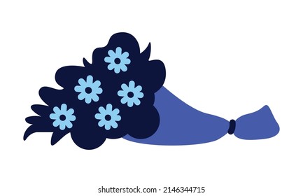 Flower bouquet for funeral ceremony semi flat color vector object. Full sized item on white. Fading flowers arrangement. Simple cartoon style illustration for web graphic design and animation svg